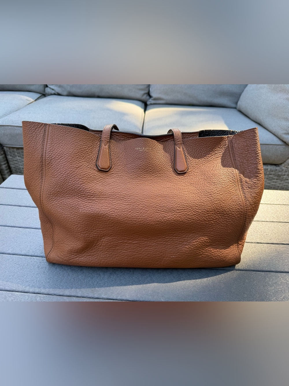 Tory Burch Perry Reversible Pebble Leather Tote Bag Quiet Luxury Minimalist Chic